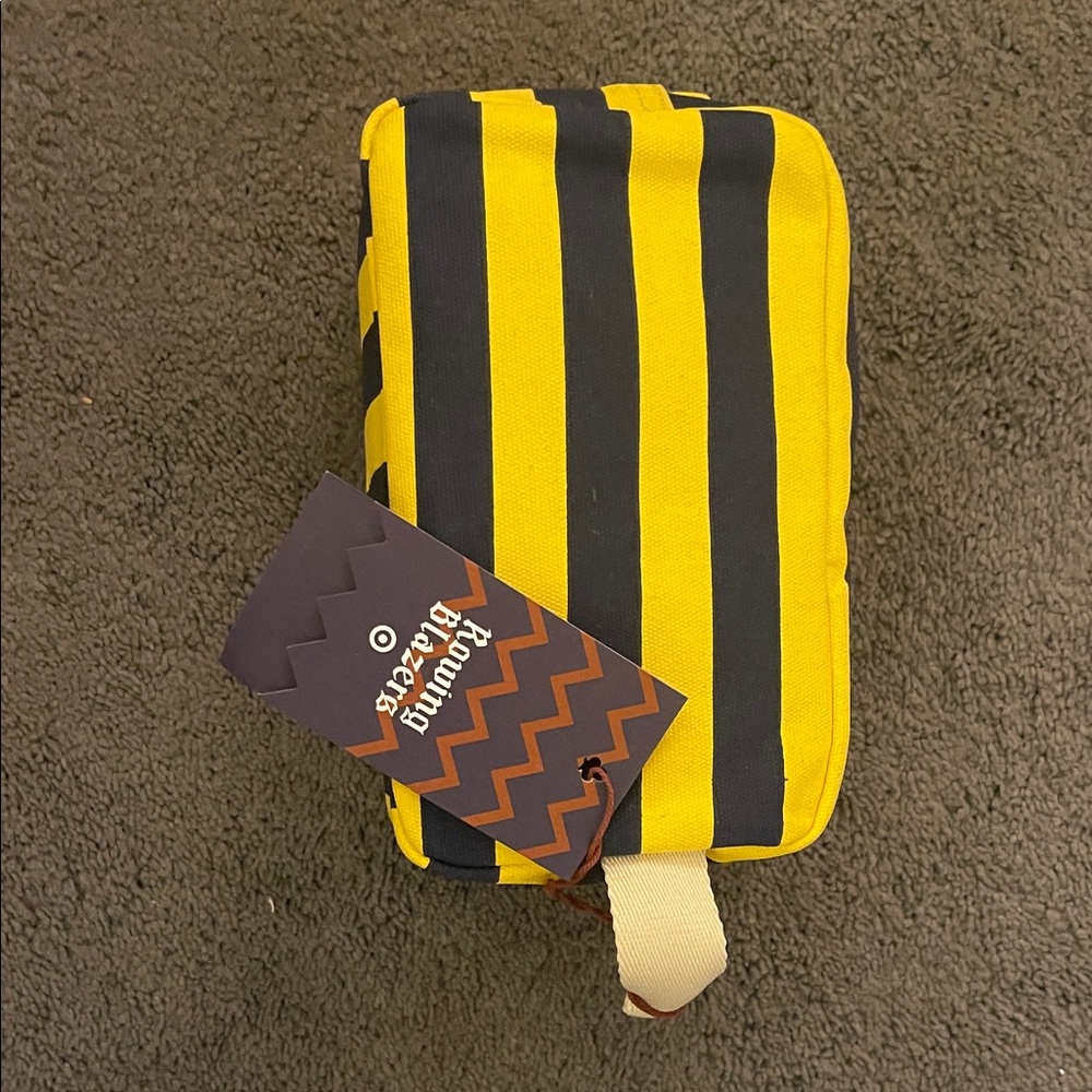 Rowing Blazers Yellow and Black Striped Toiletry Bag/Notre Dame inspired